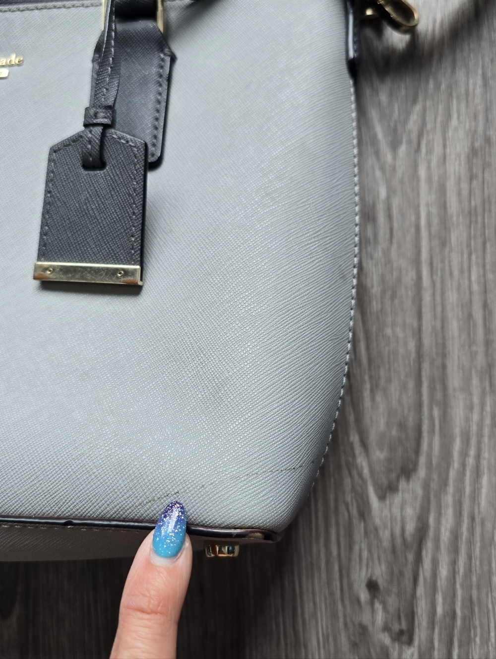 KATE SPADE Two-Tone Gray and Black Satchel Purse Handbag Monochrome - Picture 2 of 16